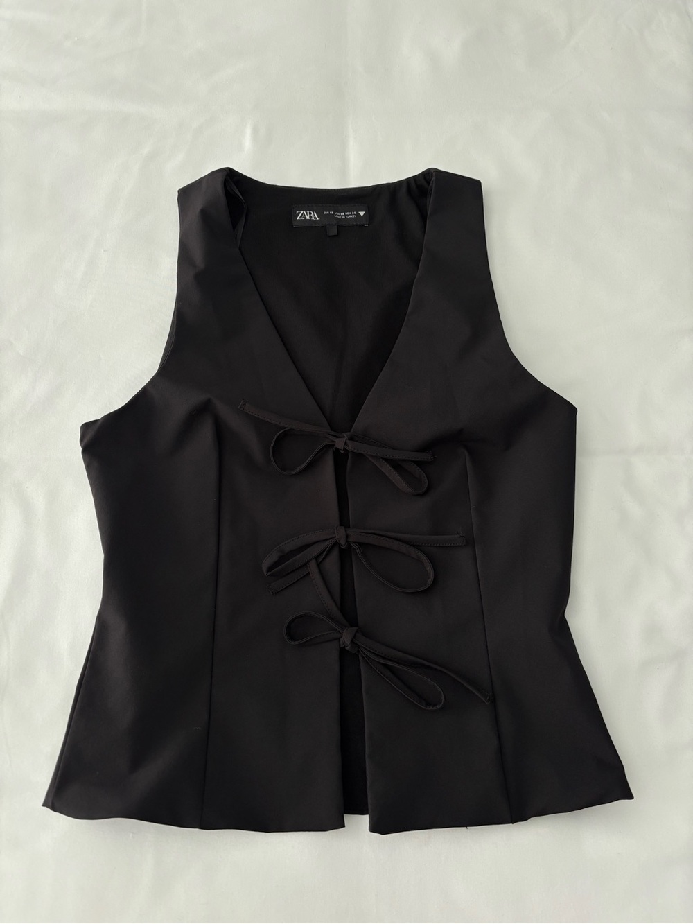 Zara black vest top with tie bows